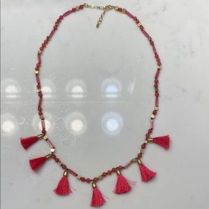 Hot pink long necklace
